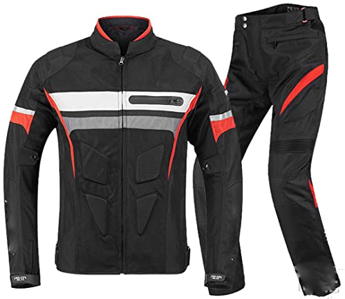 Hcclijo Herren Motocrossjacke + Hose Wasserdichte Motorradjacke Motorrad Rennanzug JK-029 Rot Anzug XL