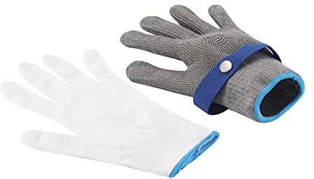Cymwer 1pc Cut Resistant Gloves, Stainless Steel Gloves Cut Resistant Hand Protector Steel Work Gloves Wear-resistant Men Women for Builders, Woodwork, Warehouse, Site, Construction