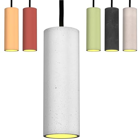 Betoniq Pendelleuchte Beton modern mittel NARA20 außen weiss innen gold - Industrial Design Betonlampe Hängelampe mit LED Glühbirne und Fassung GU10 - Hängeleuchten & Pendelleuchten in Betonoptik