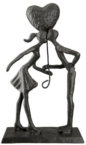 Casablanca Skulptur Liebespaar, Deko Figur Braun, Metall Statue Wohnzimmer, Büro Dekoration H. 22,5 cm x B. 12,5 cm - Moderne Skulpturen Love Couple, Kuss-Motiv