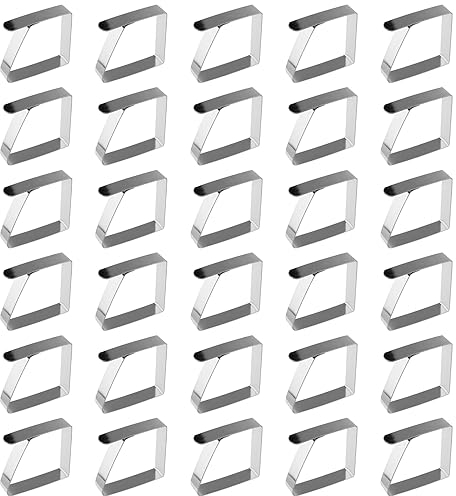 CHUEHKAK 30 Stück Tischklammern Edelstahl, 5 x 4cm, Tischdeckenklammern, Innen- und Draußen Tischdeckenhalter, Tischtuchklammern Klein, Tischdecke Clips, für Dicke Tische Gartentisch, Silber