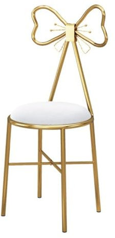 Yesbon Moderner Frisierstuhl, Schminktisch Sitzhocker Schminkhocker mit Lehne Geschenke für Frauen, Schminktischhocker mit Schleife aus Metall Stuhl Samt Ankleidetisch Sitz,Weiß