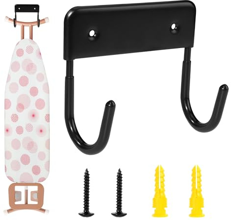 Johotone Iron Board Hanger Metal Wall Mount, Black, Stainless Steel, 15kg Weight Capacity, Iron Board Hook with Screws for Y-leg T-leg Ironing Board