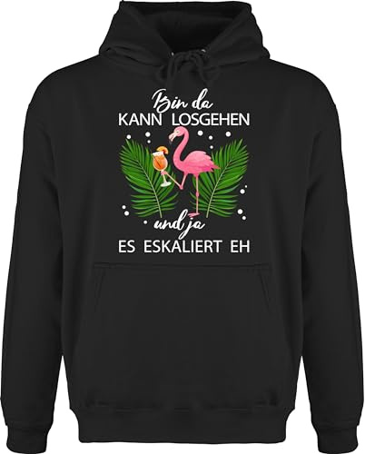 Shirtracer - Hoodie Herren Pullover Männer - Karneval & Fasching - Bin da kann losgehen und ja es eskaliert eh I Flamingo Kostüm Lustig Mallorca