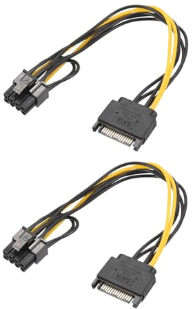 sourcing map 15 Pin to 8-Pin(6+2) Male Graphics Card Cable PCI-Express Power Adapter Cables Converter 220mm/8.7 Inch, Pack of 2