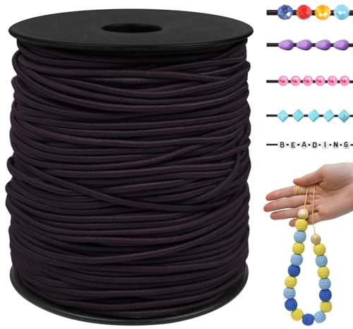 LEREATI Hilo Elastico para Pulseras 1.5mm x 100m Goma Elástica para Pulseras Hilo de Abalorios Hilo Pulseras Elastico para Collar, Joyería, Abalorios, DIY Manualidades (Negro)