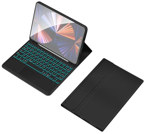 ciciglow Funda para Tableta con Teclado, Teclado USB, Pantalla Táctil Retroiluminada Colorida, Teclado Bluetooth, Funda Protectora de Cuero para Tableta (Modelo #-1)