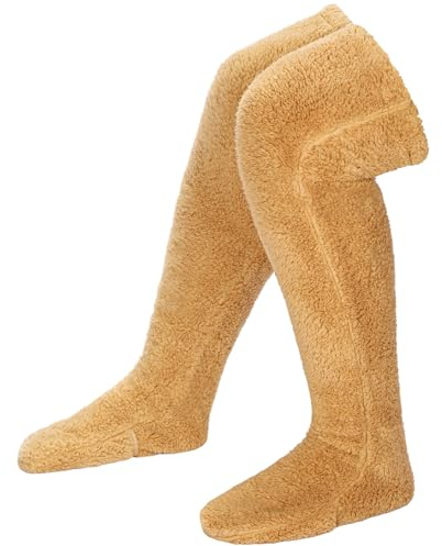 Sintege hasta la Rodilla de Felpa Calcetines Peluche Overknee Calcetines Fluffy (Largo, Brown, 1 piezas)