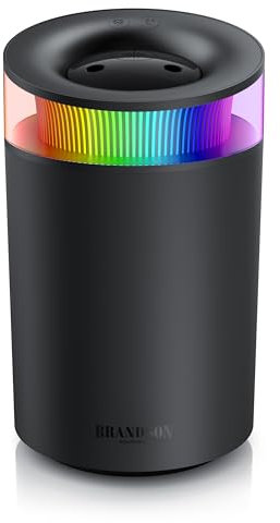 Luftbefeuchter 2,5 Liter leise - 7 LED Farben Stimmungslicht – 2 schaltbare Dampfausgänge – integriertes Aromaöl Fläschchen – 20m² Wohnzimmer Schlafzimmer Kinderzimmer - Aromaölfläschchen - schwarz