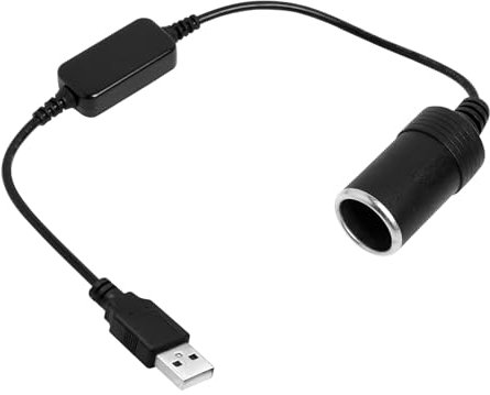 EuAcesry 5V USB A Maschio a 12V Presa Accendisigari Presa Femmina Convertitore, Riduzione Cavo di Ricarica Auto, Connettore Cavo da 32CM, Adattatore per Accendisigari USB