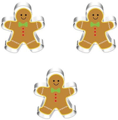 JchEnye 3 Pièces Emporte-Pièce Homme en Pain d'Épice, Acier Inoxydable, Silicone, Poli, Noël, Halloween, Patisserie, Biscuit