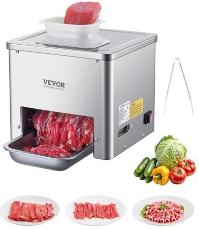 VEVOR Affettatrice Elettrica 360 x 345 x 418 mm Affettatrice Commerciale in Acciaio Inox, 550W 159 kg all'Ora, Macchina per Tagliare Carne Commerciale, Spessore 2,5 a 10 mm per Ristorante Supermercato