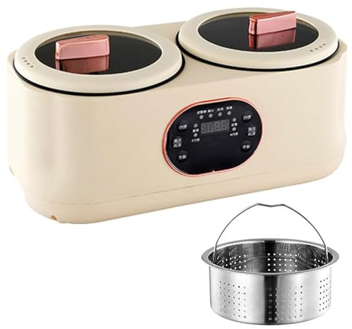 Cuociriso e fornello lento, fornello automatico portatile doppio da 1,8 l, con timer di ritardo e pentola interna di alta qualità, per campeggio e attività all'aperto