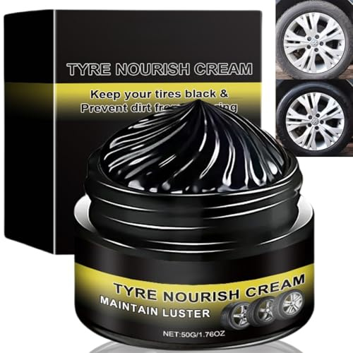 50g Tire Care Wax,Tire Maintenance and Coating Paste,High Gloss Shine Tire Polish,Car Tire Coating Wax,Long Lasting Tire Gel for Black Glossy Tires,Waterproof Tire Cleaner Cream,Restores Plastic Trim