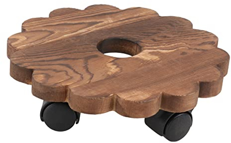 FUNOMOCYA Plateau Roulant en Bois Épais pour Pots De Fleurs Support Rond roulettes Universelles pour Déplacement Facile en Intérieur Et Extérieur Diamètre 20 Cm