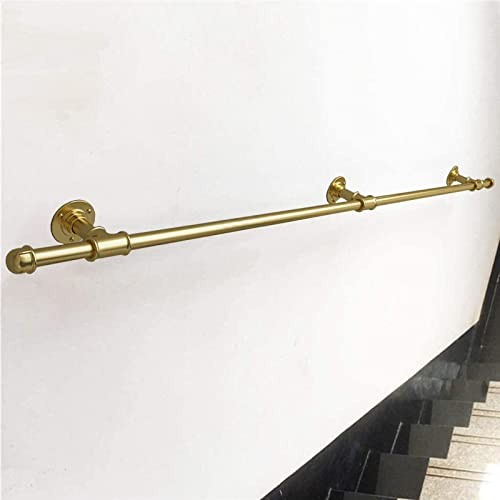 Barandilla dorada para escaleras para interiores y exteriores, soporte de pared de hierro forjado, 2,1 m, agarre de seguridad y diseño elegante