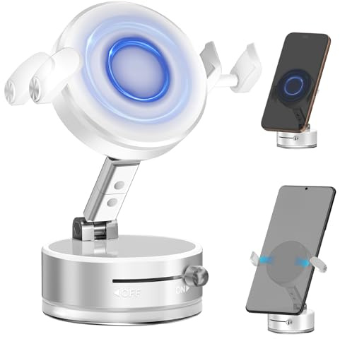 familaha Handyhalterung Auto Magnet für Magsafe Autohalterung, Magnetische KFZ Handy Halterung mit Clip Arm, 360° Drehbar & Vakuum Saugnapf Kompatibel für iPhone 17/16/15/14/13 Samsung usw