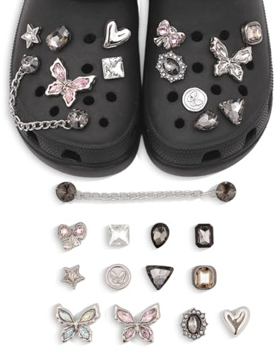 13 Stück Schuh Charms für Crocs Jibbitz, Schmetterling DIY Schuhanstecker Schuhanhänger für Crocs Anstecker, Schuh Pins Stecker Aufstecker Anstecker Set, Shoe Deko Zubehör