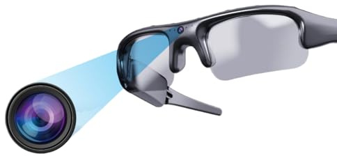 PUSOKEI Smart Fotocamera Vetri, Registrazione Video HD Sport Sport Action Camera, Foto da 12 MP e Video 1080p, Lenti Polarizzate e Anti-shake per il Ciclismo