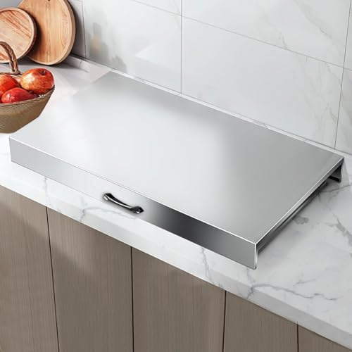 Protege plaque de cuisson, couvre plaque de cuisson gaz, plaque de cuisson à nouilles en acier inoxydable 304 pour cuisinière électrique, évier de camping car(80x50x9cm/31x20x3.5in)