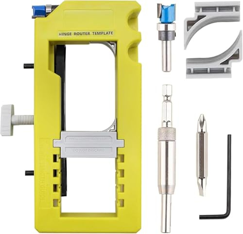 HUAJUN Door Hinge Jig for Router,Sturdy Installation Kit, Mortise Mouning Template Fits 3”to 5” Length and 1/4” or 5/8” Thickness, for Cabinet Installation,Stable and Durable