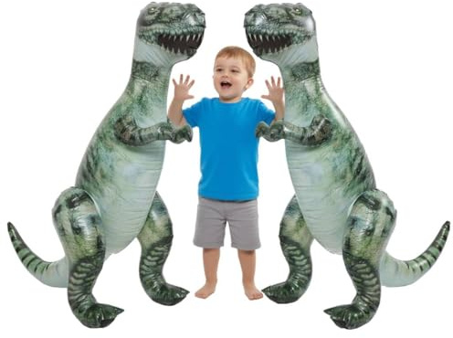 I LOVE FANCY DRESS Giant Inflatable T-Rex - Pack of 2-3ft/90cm Tall Green Blow-Up Dinosaur - Fun Event Prop Outdoor Inflatable Display Kids Jurassic Birthday Party Decoration