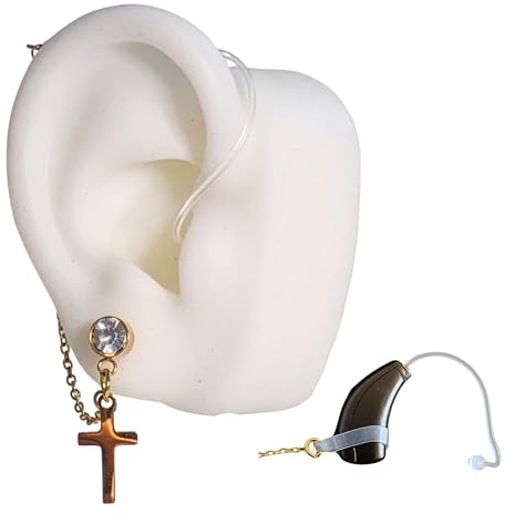 Cordón de seguridad para audifonos para sordera | Cadena de retención para sujeción de audífonos para sordos | Evita caídas y pérdidas de amplificadores, sonotones o implantes cocleares.