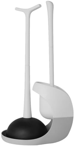 QUMIIRITY Juego de Émbolo y Cepillo para Inodoro con Cerdas Suaves, Soporte Desmontable y Base Estable, Accesorio de Limpieza para Baño, Apto para Sanitarios y Bañeras, Plástico Resistente