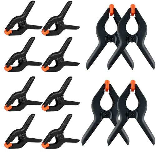 12 Pcs Pinzas, 3 Pulgadas Pinzas de Clips, Abrazaderas de Resorte Nylon, Amplia Apertura de Mordaza, Abrazadera Multifuncional, Para Bricolaje, Carpintería, Fondo de Fotografía