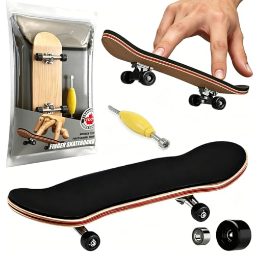 Danbghyuo Mini Finger Skateboards,Kreatives Fingerboard,Professionelle Fingerskateboard,Ahornplatte mit Kugellagerrollen,für Skateboarding Enthusiasten(Weiß,Personen ab 14 Jahren) (Schwarz)