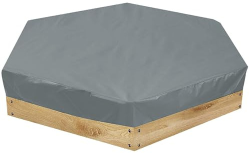 Ginwrek octagon sandlåda skydd sandlådeskydd, sexkantigt vattentätt, UV-beständigt och dammtätt utomhus för sandlådor, grå (180 cm x 150 cm x 20 cm)