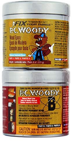 PC Products PC-Woody Wood Repair Epoxy Paste, Two-Part 6 oz in Two Cans, Tan 083338