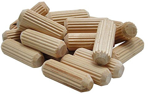 Wolfcraft 2968405 1/2 in (13 mm) x 1 7/16 in (37 mm) Fluted Beechwood Dowel Pin, 15-Pack