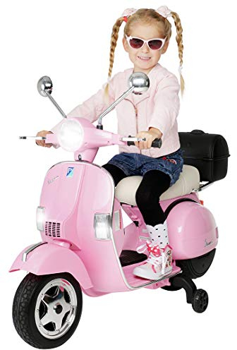 Actionbikes Motors Kinder Elektroroller Vespa | Lizenziert - Kinder Elektroauto - Elektrofahrzeuge - Elektro Roller - Spielzeugauto - Kinderauto - Kindermotorrad - Kinderroller ab 3 Jahre (Pink)