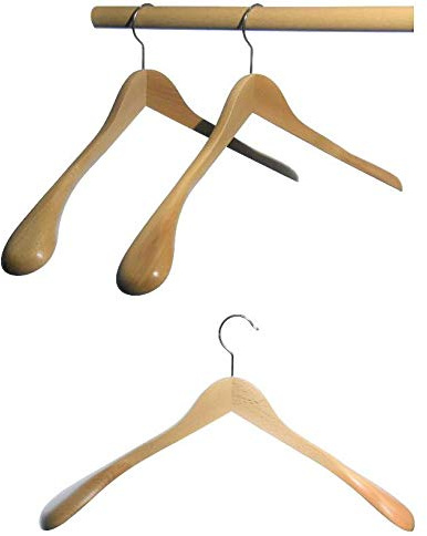 Hagspiel Kleiderbügel aus Holz, Schulterbügel aus Buchenholz, Natur lackiert, Qualitätskleiderbügel Made in EU (5 STK. 50 cm)