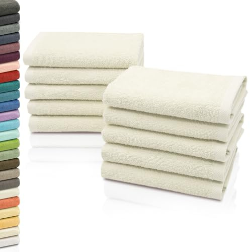 ZOLLNER 10er Set Seiftücher - weiche und saugstarke Waschlappen - waschbar bis 95°C - Baumwolle - 30x30 cm in beige