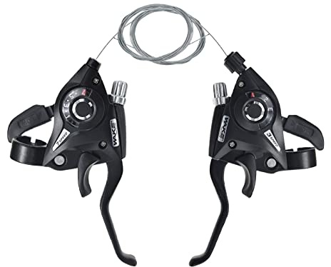 3x7 Speed Shifte and 3x8 Speed Bicycle Brake Levers Shifter Set, Left Right Brake Lever Shifter Kits with Gear Indicator, Replacement with Shift Cables for Moutain Bike Road Bike, MTB (7 Speed)