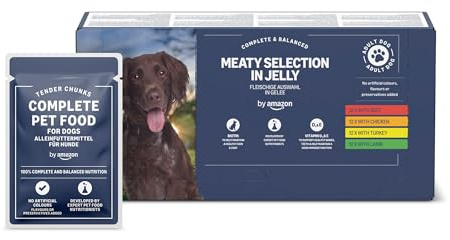by Amazon Aliment Complet pour Chiens Adultes, Sélection à la Viande en Gelée, 4.8 kg, 48 Lot de 100g