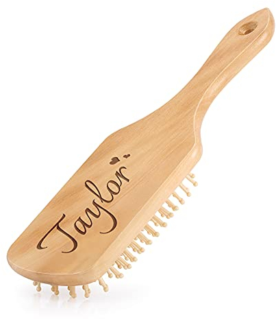 Brosse à cheveux personnalisée filles femmes garçons hommes enfants, brosse à cheveux palette en bois personnalisée pour cheveux bouclés, longs, courts, épais, fins | Cuir chevelu massant démêlant