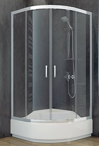 ECOLAM® Duschkabine Modern Duschabtrennung Dusche Klarglas Echtglas Schiebetüren Viertelkreis R55 90 x 90 x 165 cm easy clean