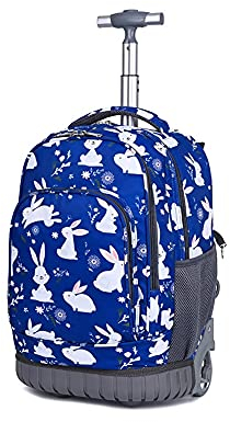 ANSIEDIO Trolley Schultasche Mädchen Kinder Trolley Rucksack Schultaschen Geeignet für Mittel- und Oberstufenschüler (Kaninchen)