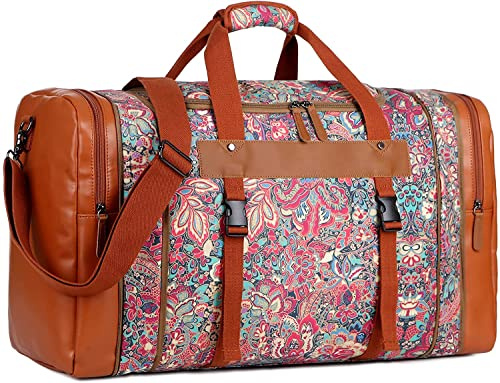 BAOSHA Sac de voyage imprimé surdimensionné pour femmes, sac fourre-tout de week-end, sac de nuit HB-03, Hs, 62 x 24 x 38 cm
