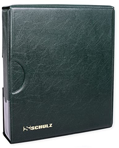 C Collector Coin Collection Album With Sleeve Cover – 50p £1 £2 Collecting Holder - Storage Binder Protect and Store For 200 Coins - Schulz Green 21cm x 23cm