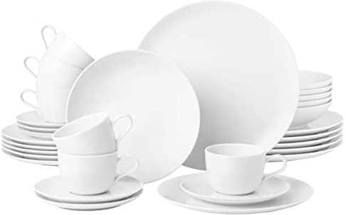 Seltmann Liberty 001.764450 - Servizio combinato in porcellana, 30 pezzi, colore: Bianco