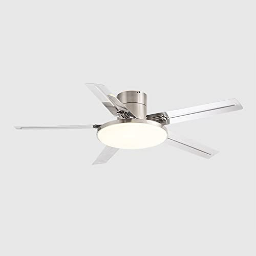 Moddeny Ventilador de techo para exteriores de acero inoxidable con luces Ventilador de techo remoto de perfil bajo de 52 pulgadas Ventilador de techo inteligente moderno con montaje empotrado con luz