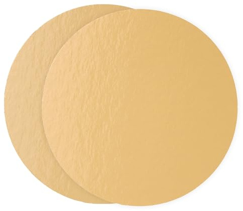Bases Redondas Finas para Tartas 15cm Ø | Grosor 0,6 mm | Pack de 10 Oro Mate | Soporte Expositor para Bizcochos, Pasteles y Dulces en Cartón | Color Dorado Mate