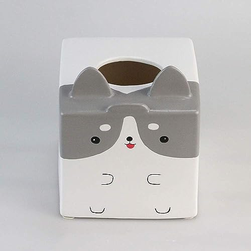 taschentücher Box taschentuchboxHandgemachte Malerei Zylinder Dekoration Papierhandtücher Organizer Quadratische Keramik Taschentuchbox Papierspender Rollenpapier Box(Color:b,Size:)