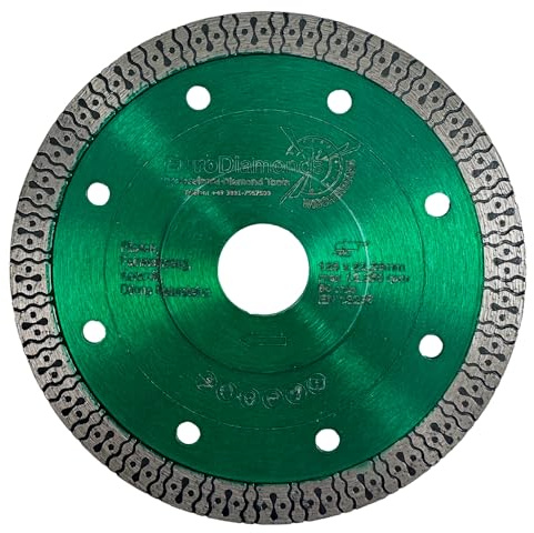 EDW Premium Diamant-Trennscheibe Fliese Feinsteinzeug 125 mm x 22,2mm Profi Fliesenscheibe für Winkelschleifer