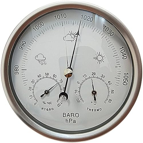 OUSIKA Barometer, traditionelle Wetterstation, Barometer, Thermometer, Hygrometer, schweres Messinggehäuse, galvanisiert mit Chrom Barometer