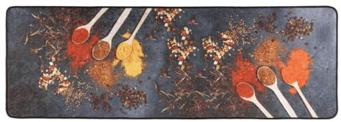 vidaXL Küchenteppich, Waschbar Teppich mit auffälligem Muster, Küchenläufer Pflegeleicht, Läufer Teppichläufer Flurteppich, Mehrfarbig 60x180cm